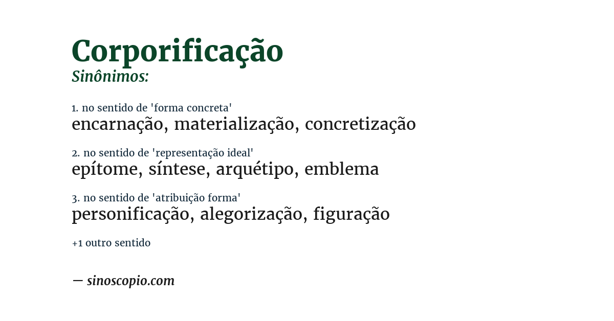 Sinônimo de corporificação