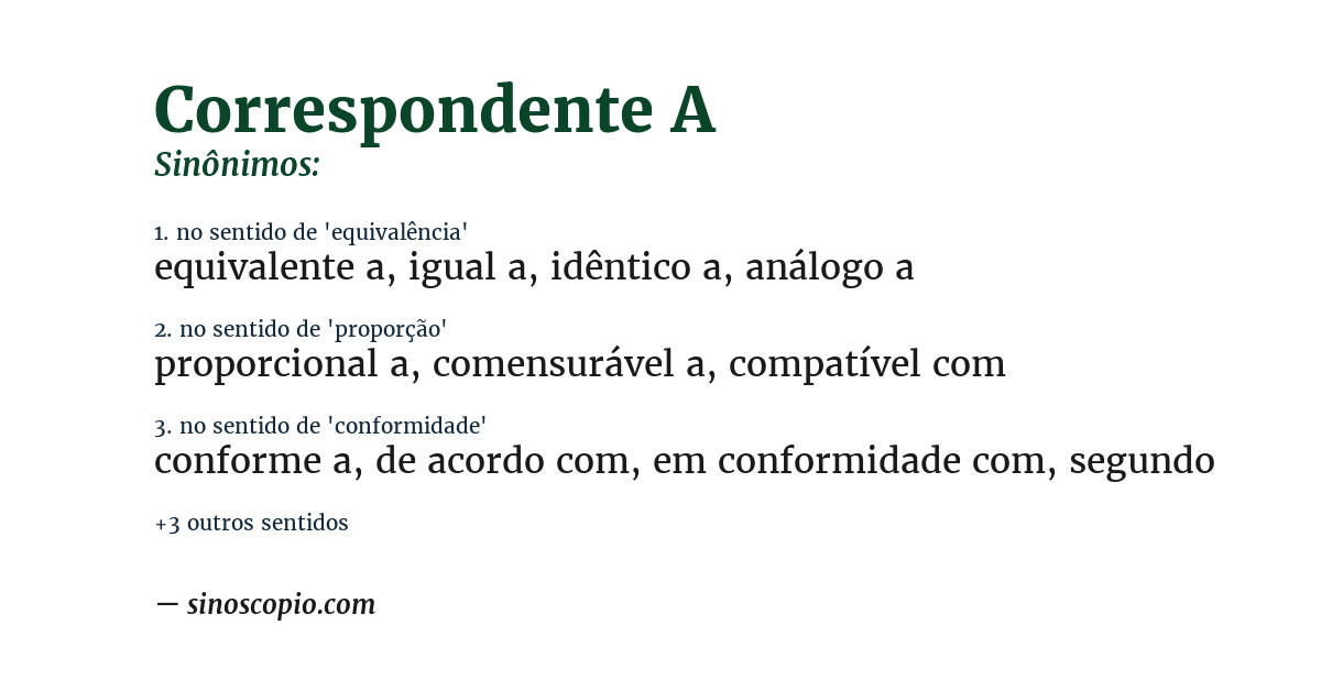 Sinônimo de correspondente a