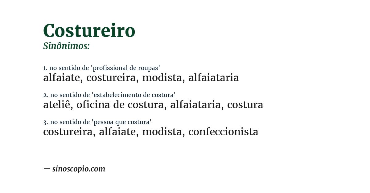 Sinônimo de costureiro
