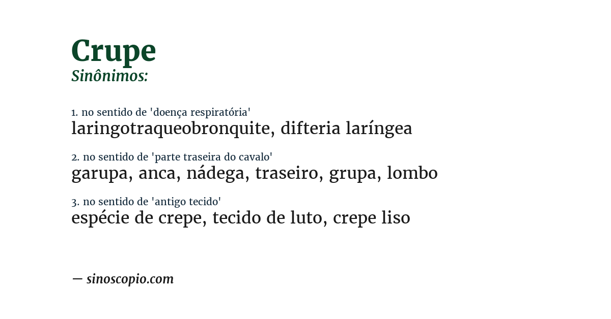 Sinônimo de crupe