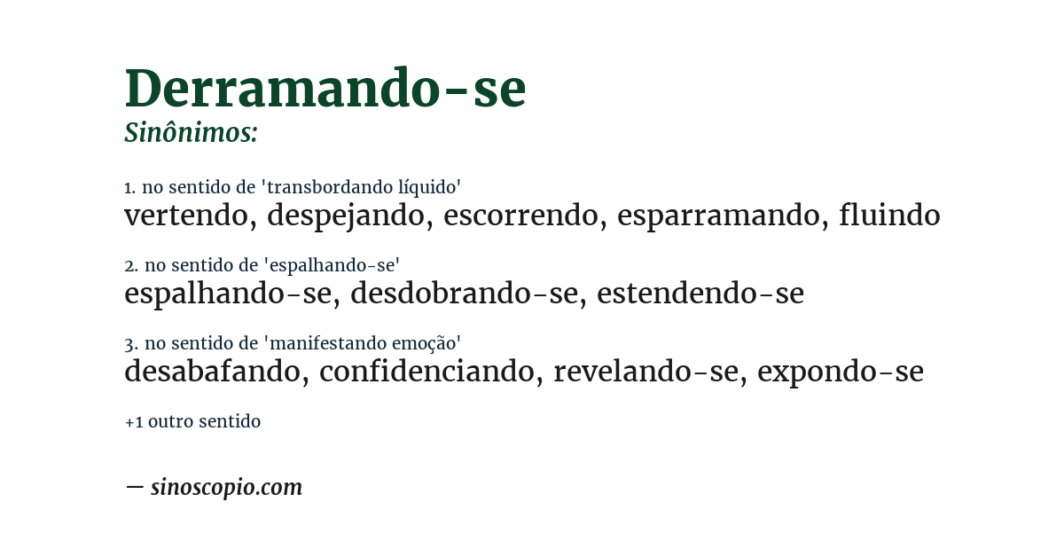 Sinônimo de derramando-se