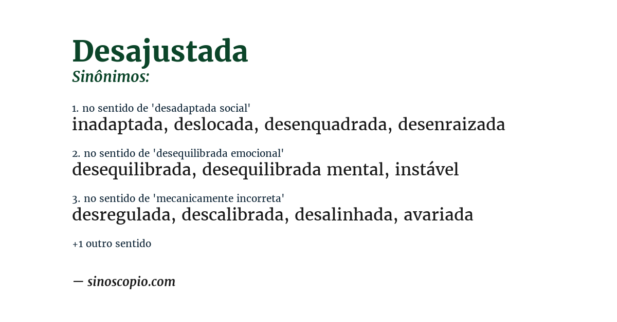 Sinônimo de desajustada