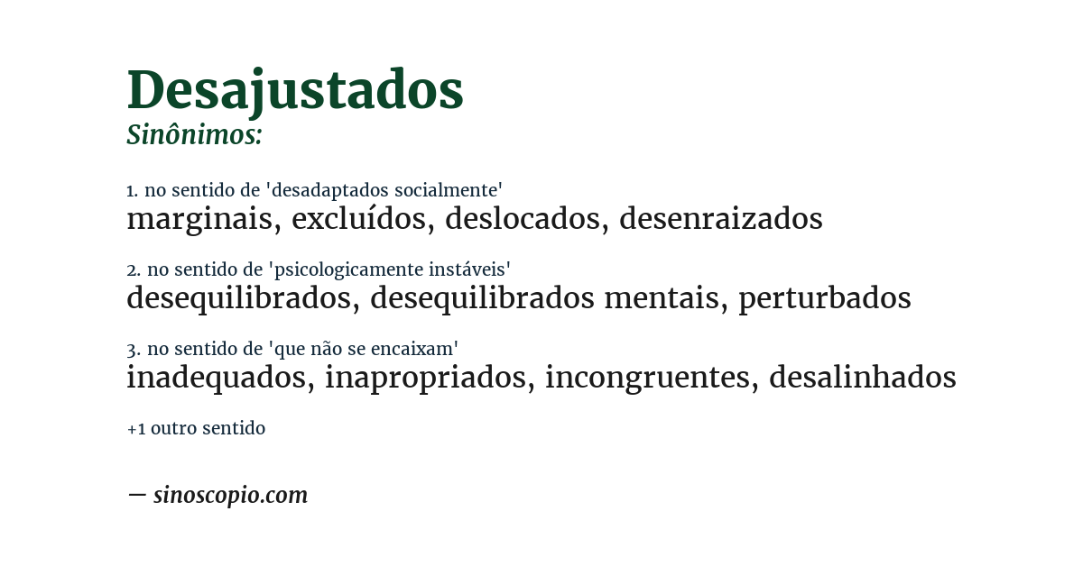Sinônimo de desajustados