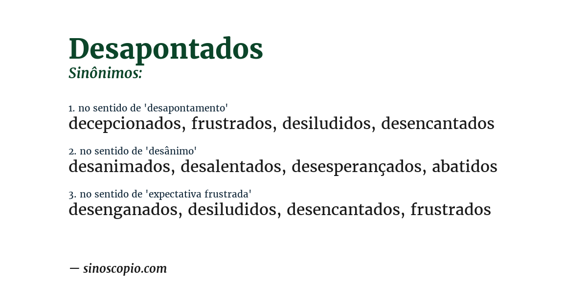 Sinônimo de desapontados