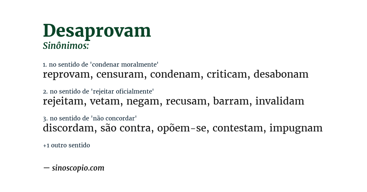 Sinônimo de desaprovam