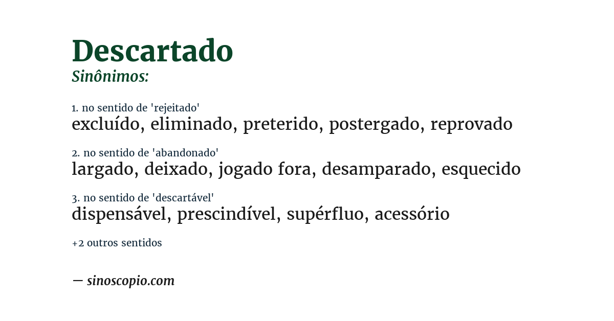 Sinônimo de descartado