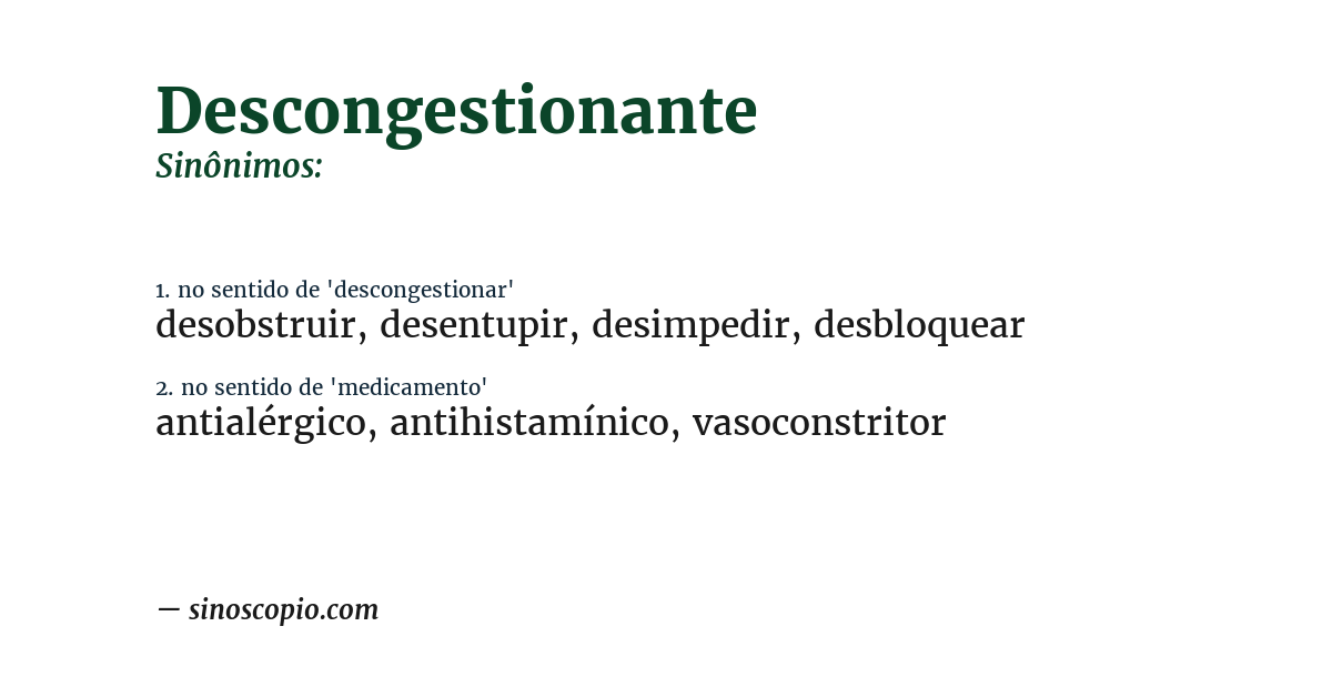 Sinônimo de descongestionante