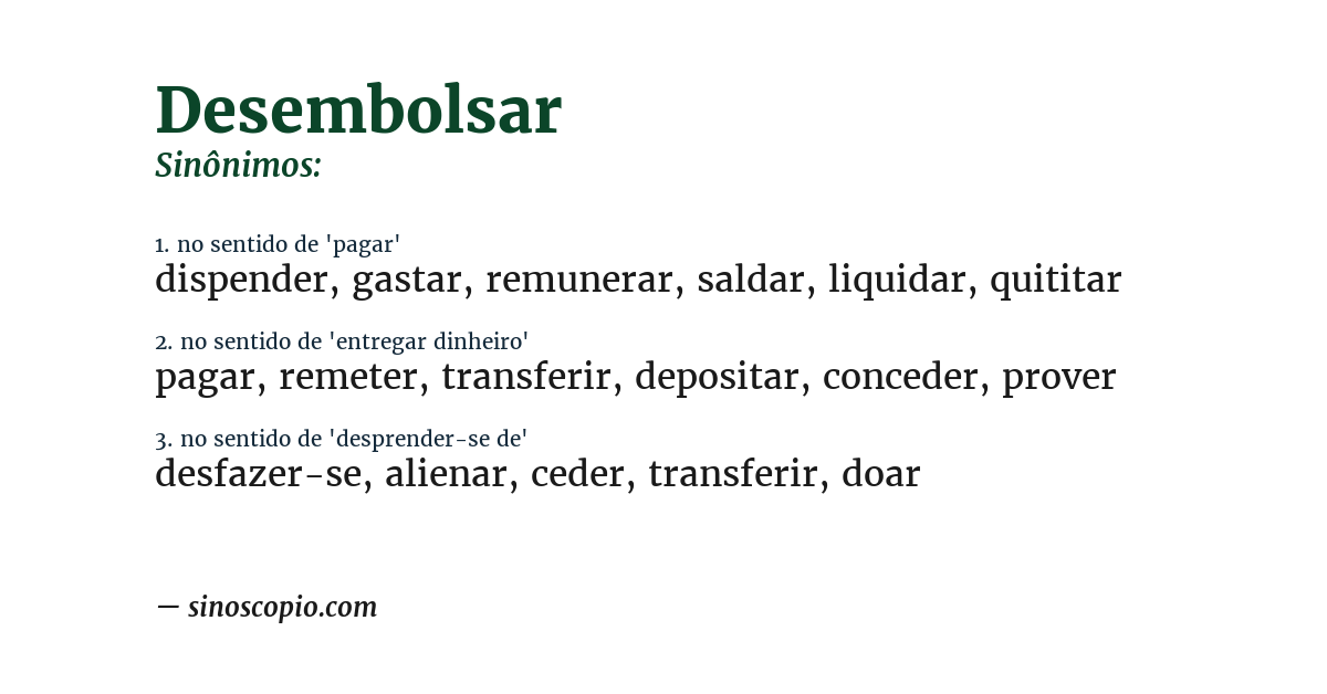 Sinônimo de desembolsar