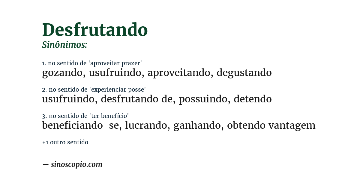 Sinônimo de desfrutando