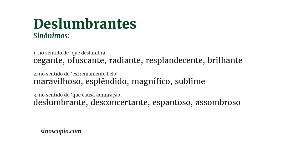 Sinônimo de deslumbrantes