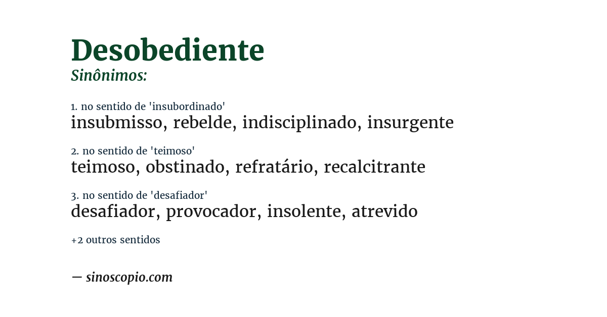 Sinônimo de desobediente