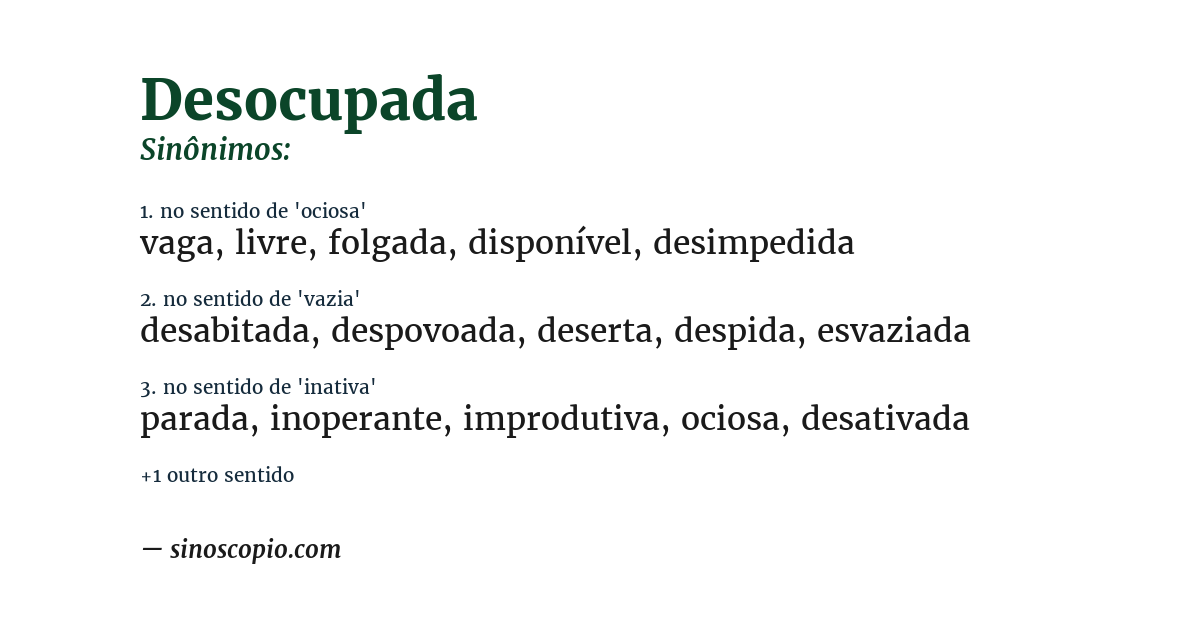Sinônimo de desocupada