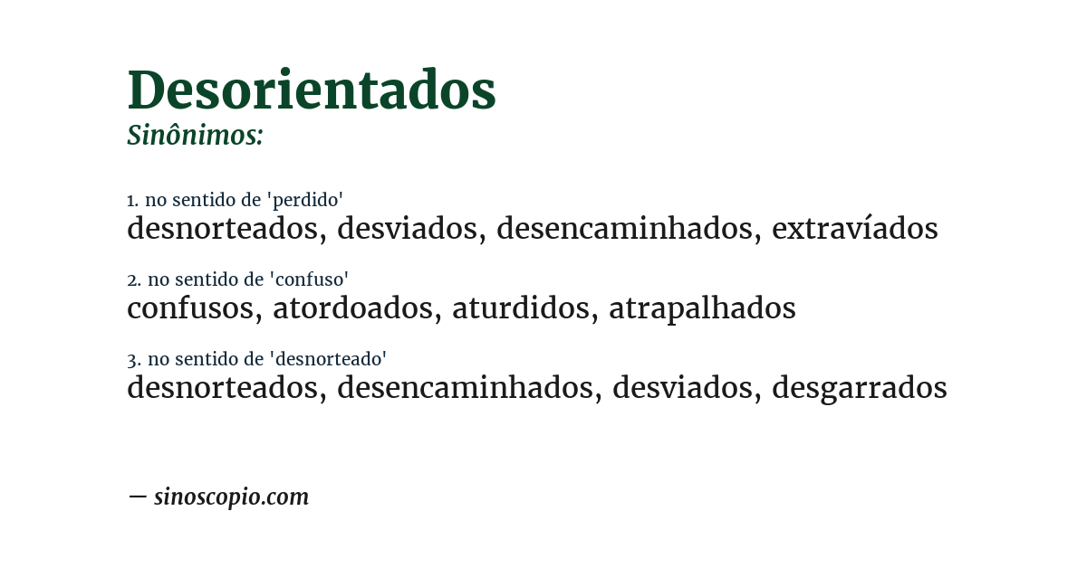 Sinônimo de desorientados
