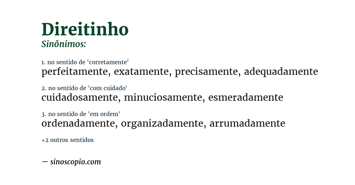 Sinônimo de direitinho