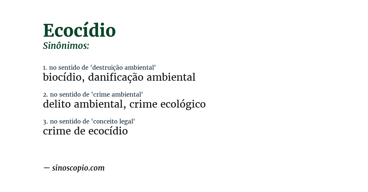 Sinônimo de ecocídio