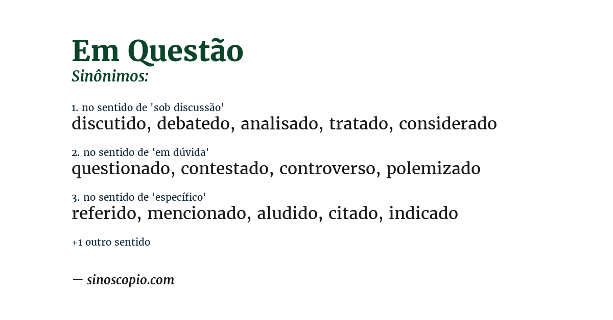Sinônimo de em questão