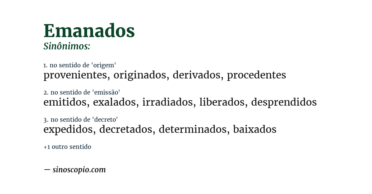 Sinônimo de emanados