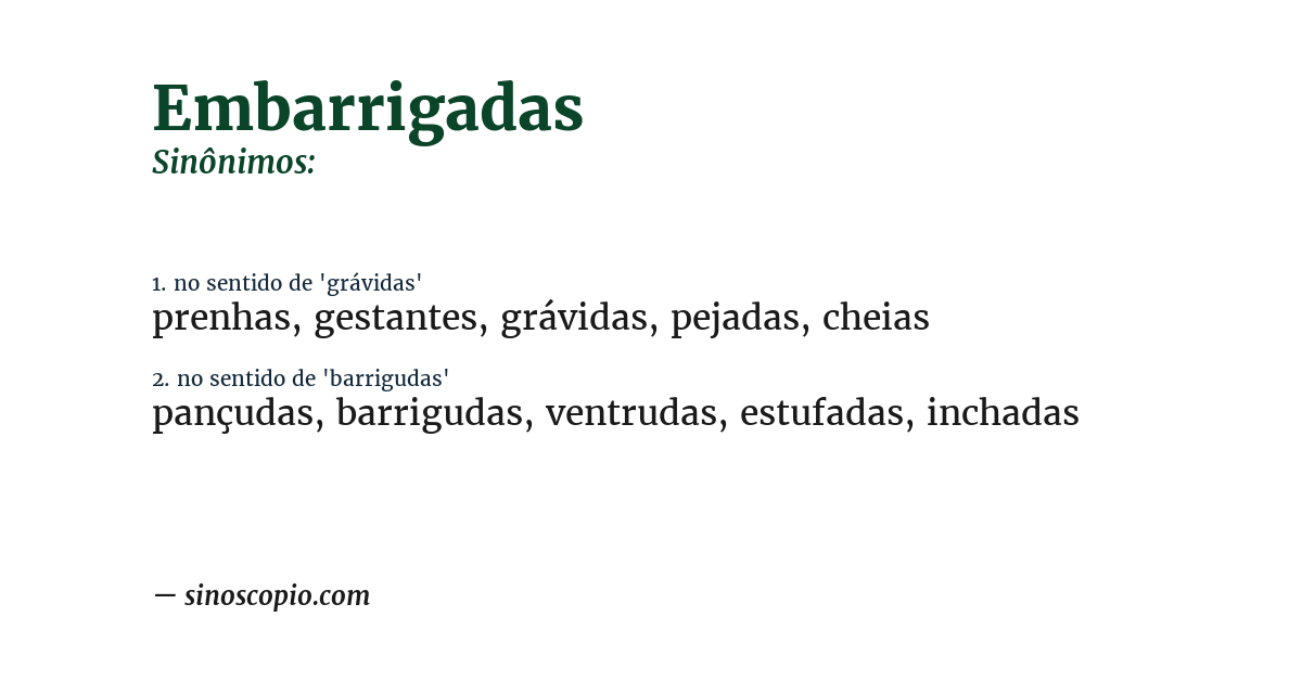 Sinônimo de embarrigadas