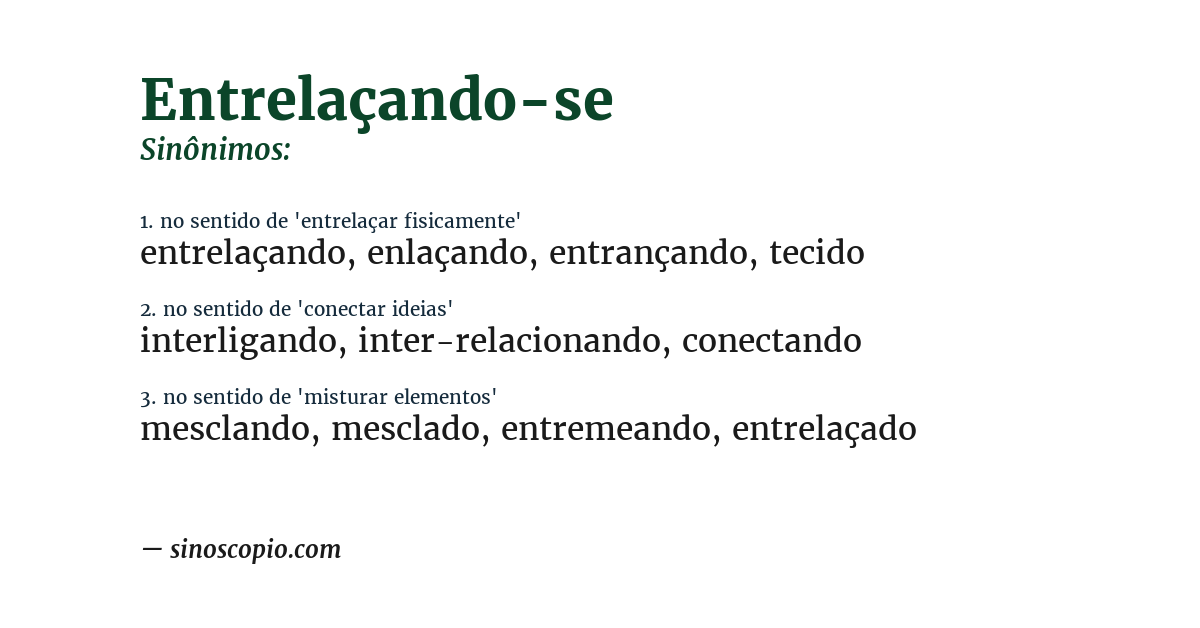 Sinônimo de entrelaçando-se