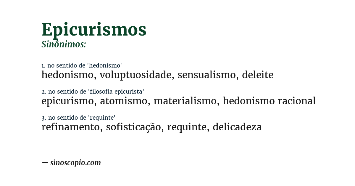 Sinônimo de epicurismos