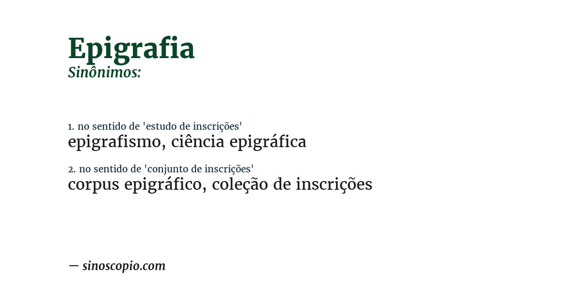 Sinônimo de epigrafia