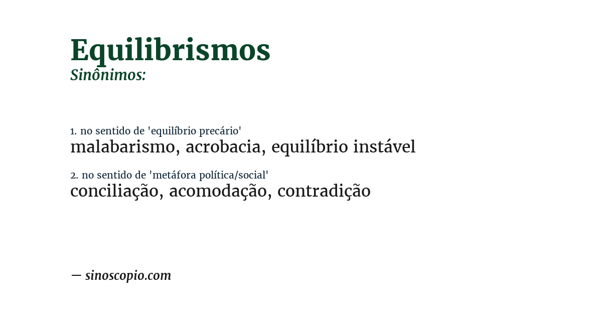 Sinônimo de equilibrismos