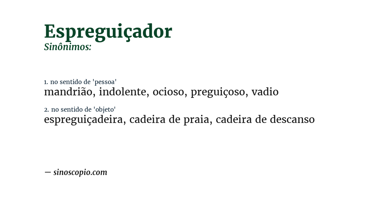 Sinônimo de espreguiçador