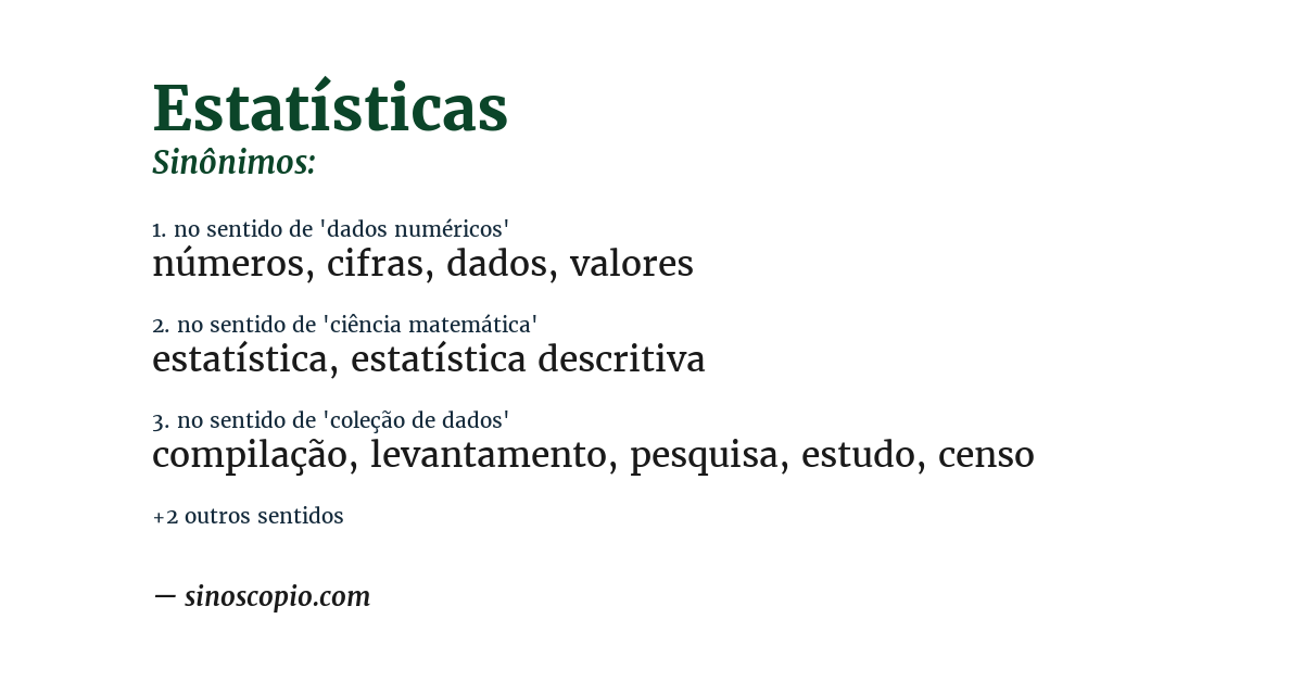 Sinônimo de estatísticas