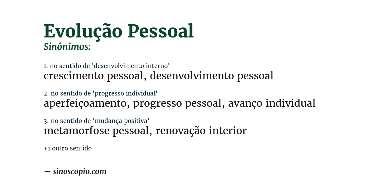Sinônimo de evolução pessoal