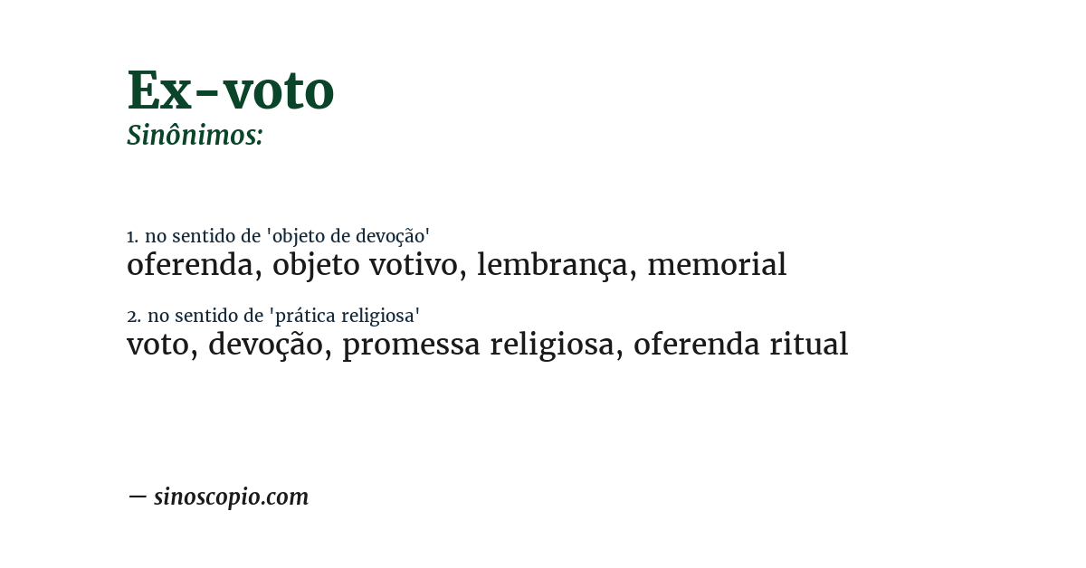 Sinônimo de ex-voto