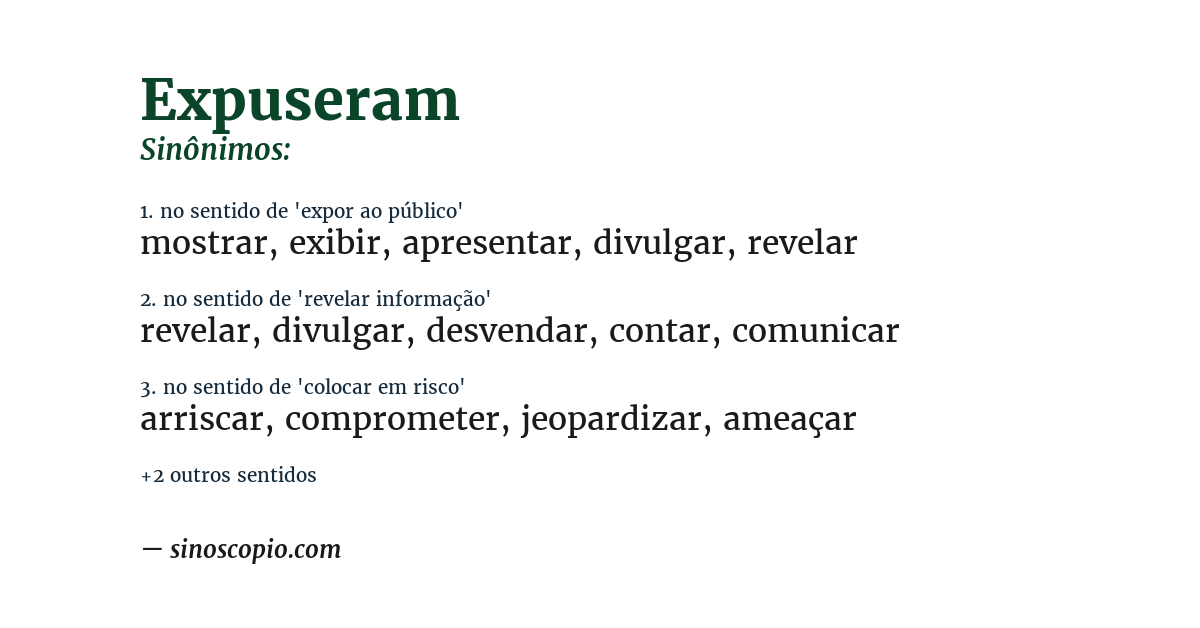 Sinônimo de expuseram