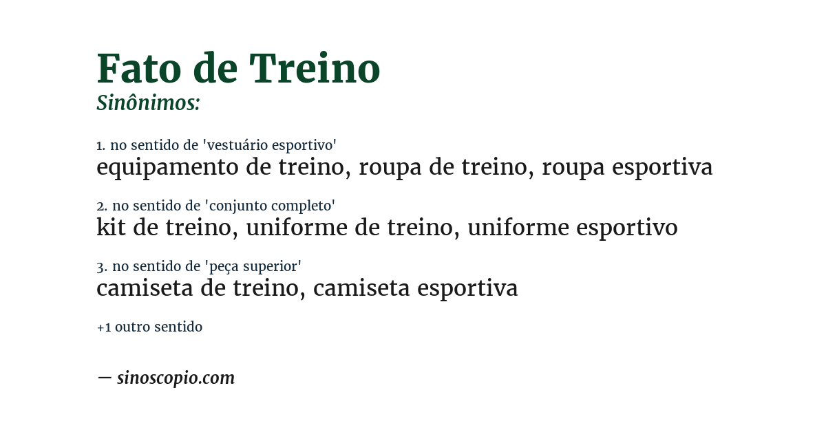 Sinônimo de fato de treino