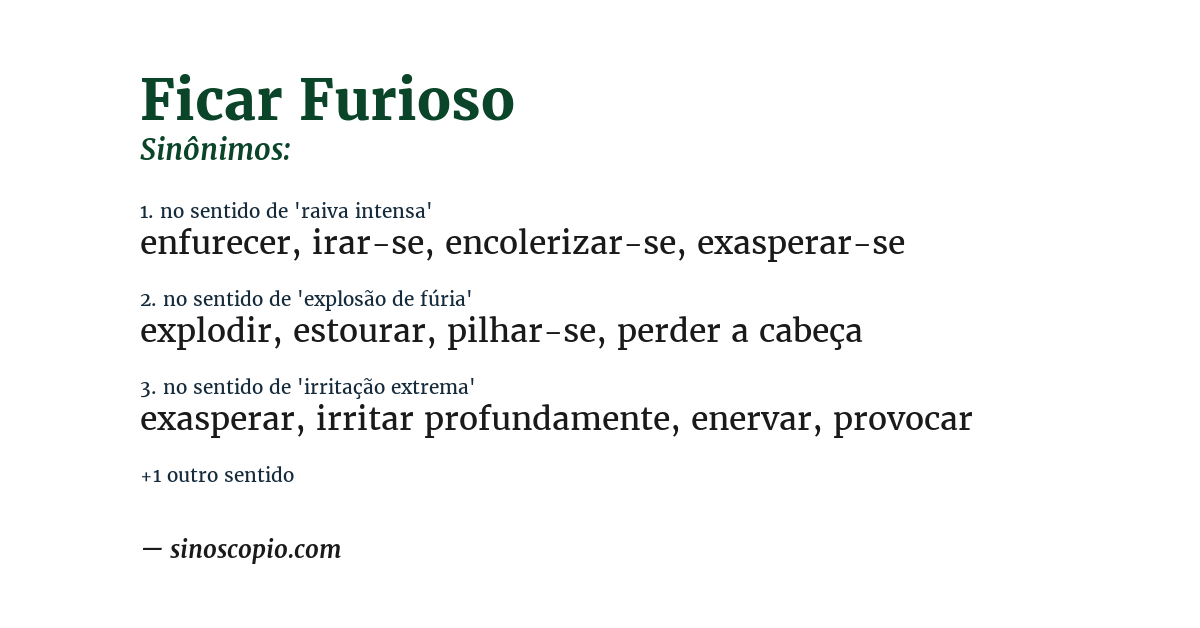 Sinônimo de ficar furioso