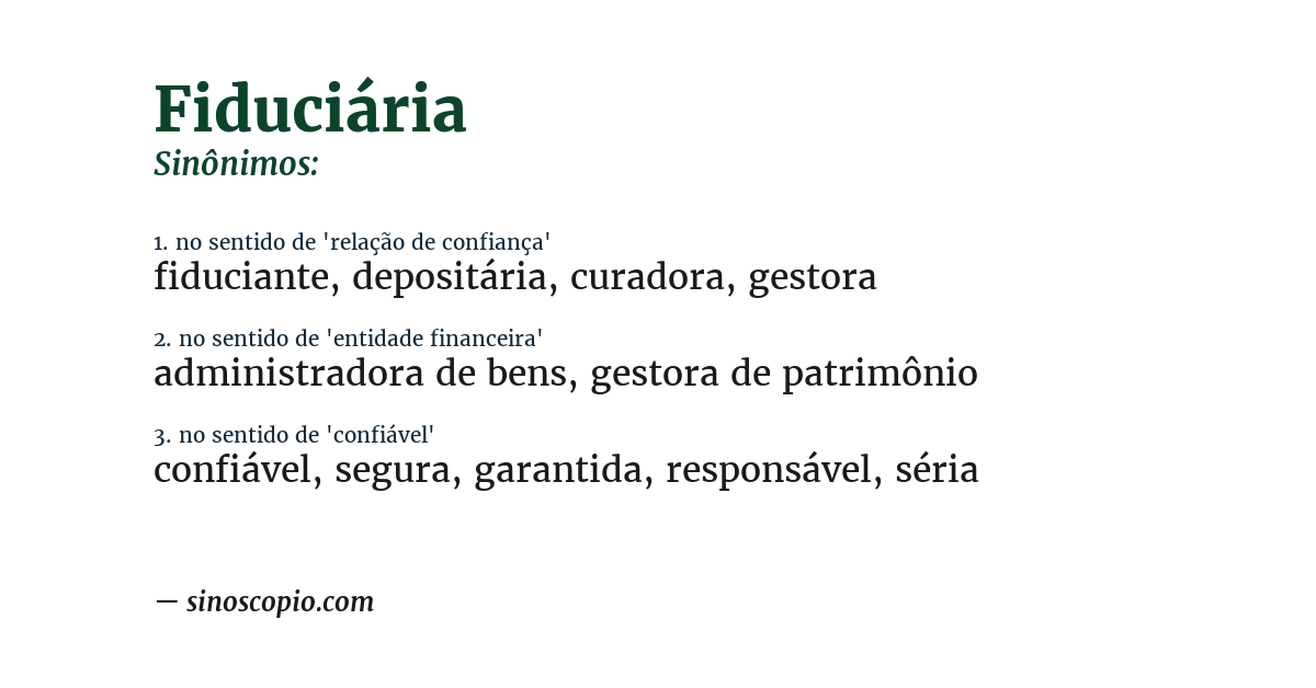 Sinônimo de fiduciária