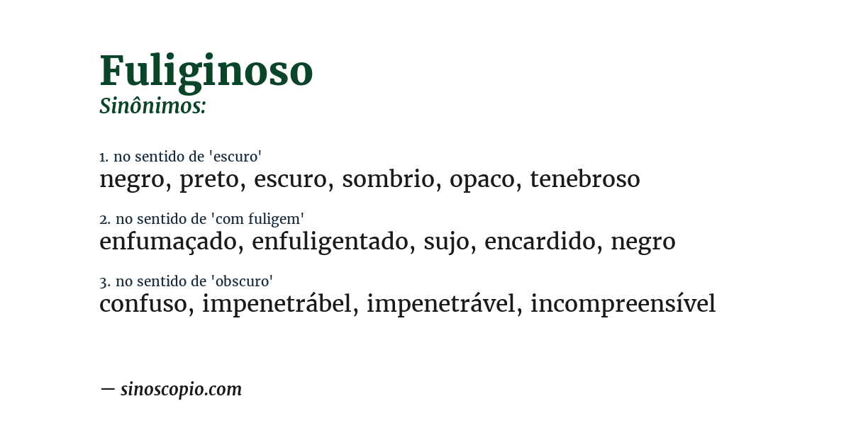 Sinônimo de fuliginoso