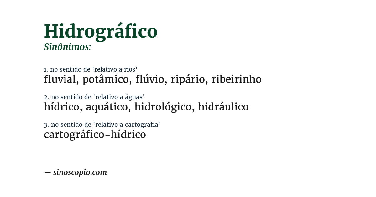 Sinônimo de hidrográfico