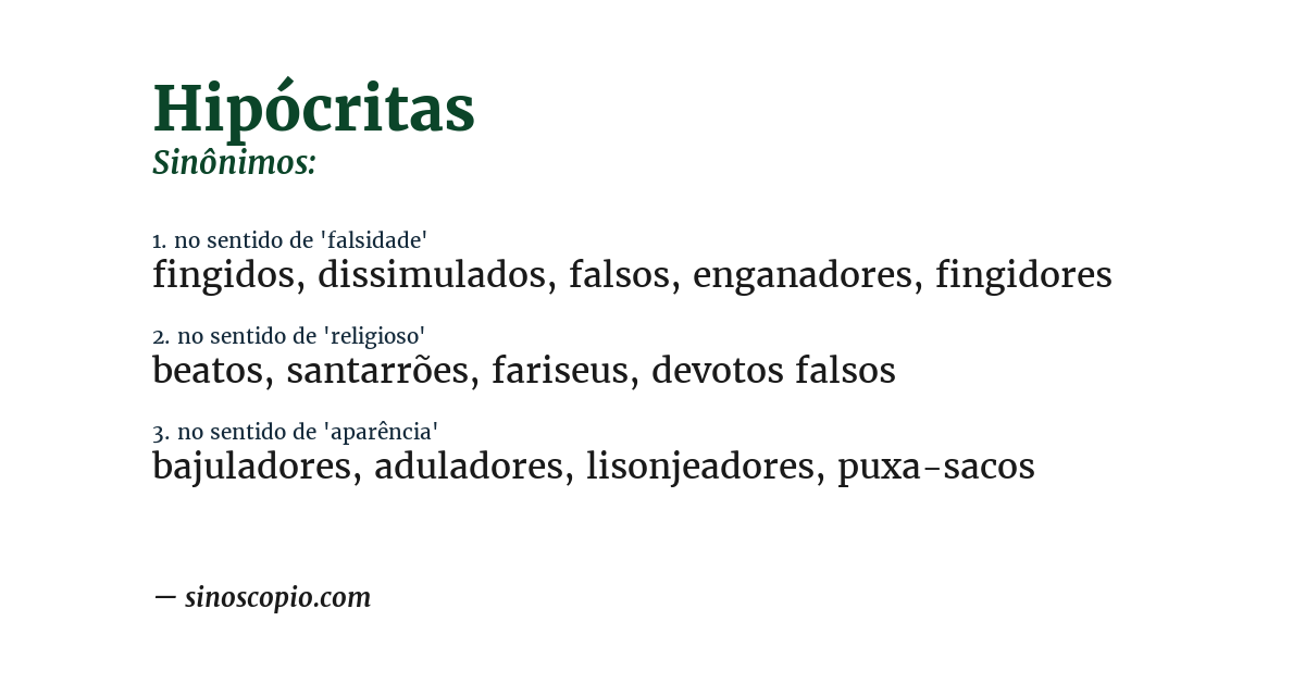 Sinônimo de hipócritas
