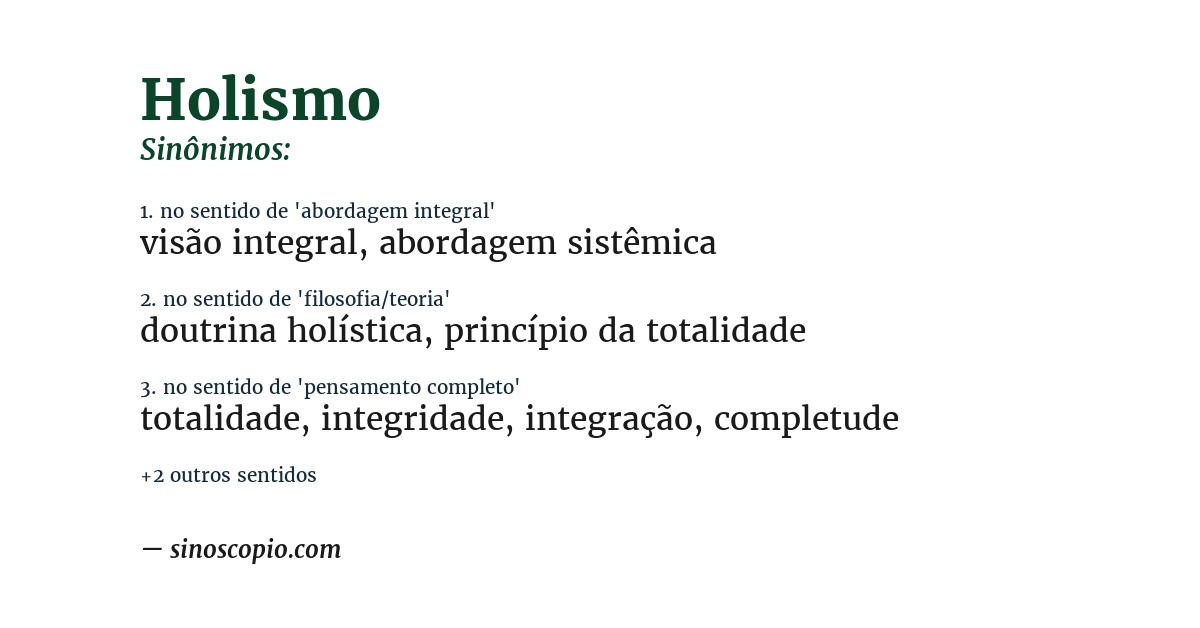 Sinônimo de holismo