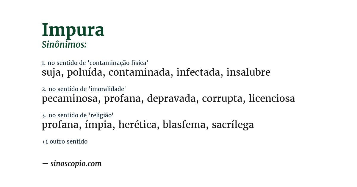 Sinônimo de impura
