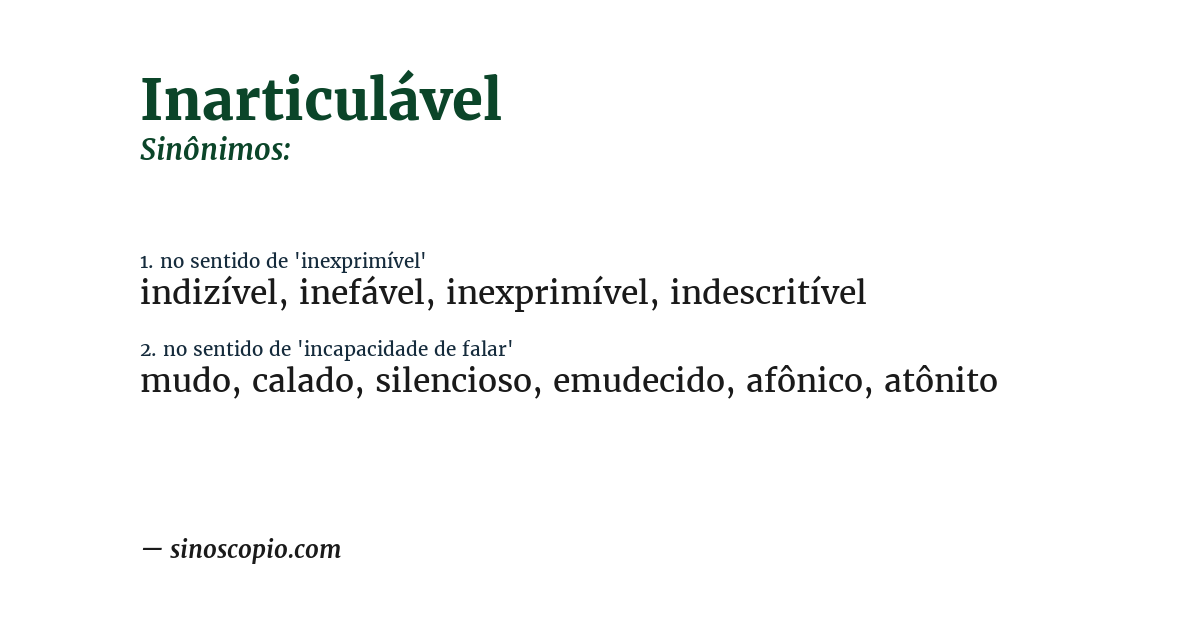 Sinônimo de inarticulável