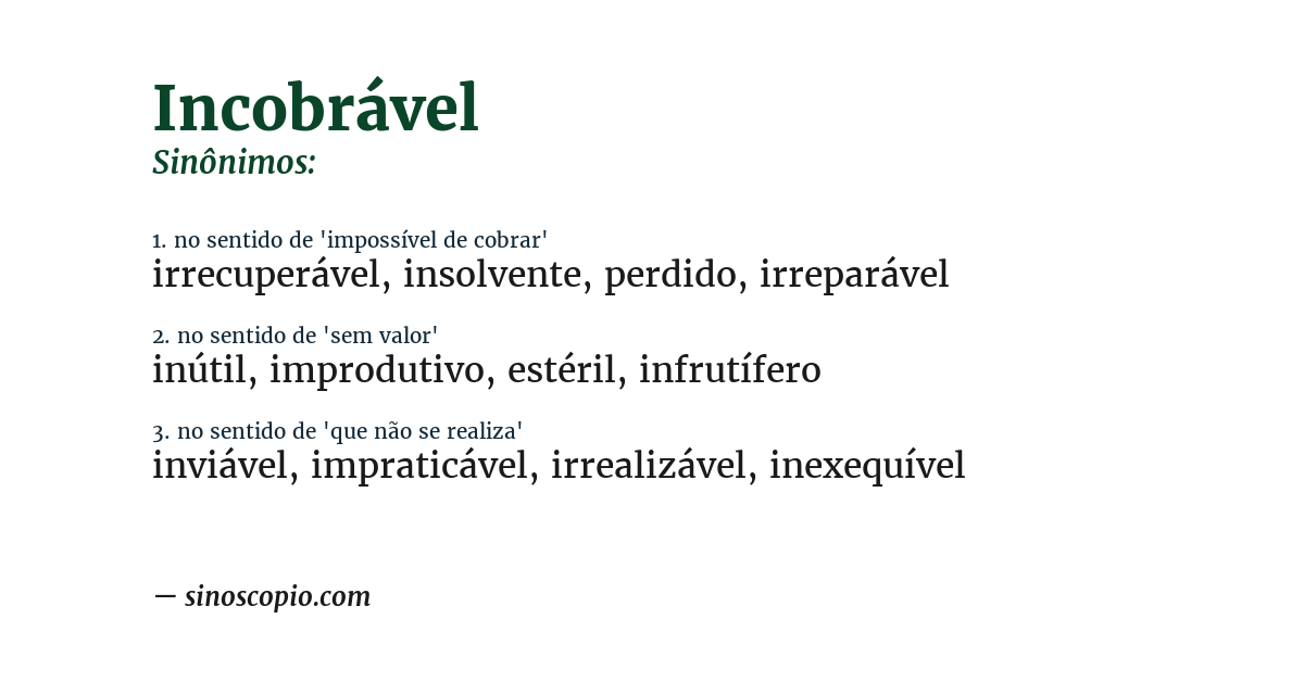Sinônimo de incobrável