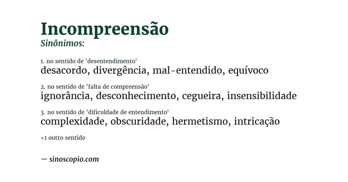 Sinônimo de incompreensão