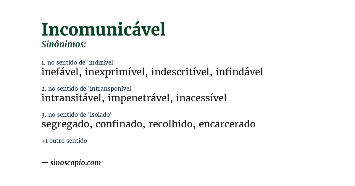 Sinônimo de incomunicável