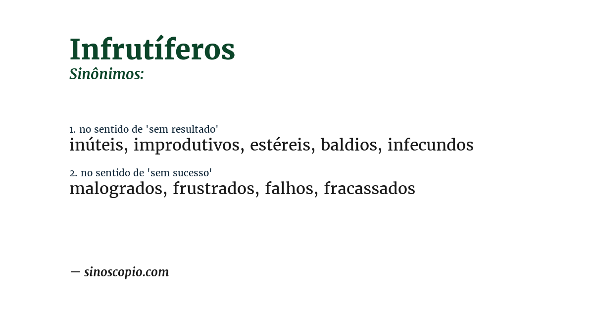 Sinônimo de infrutíferos