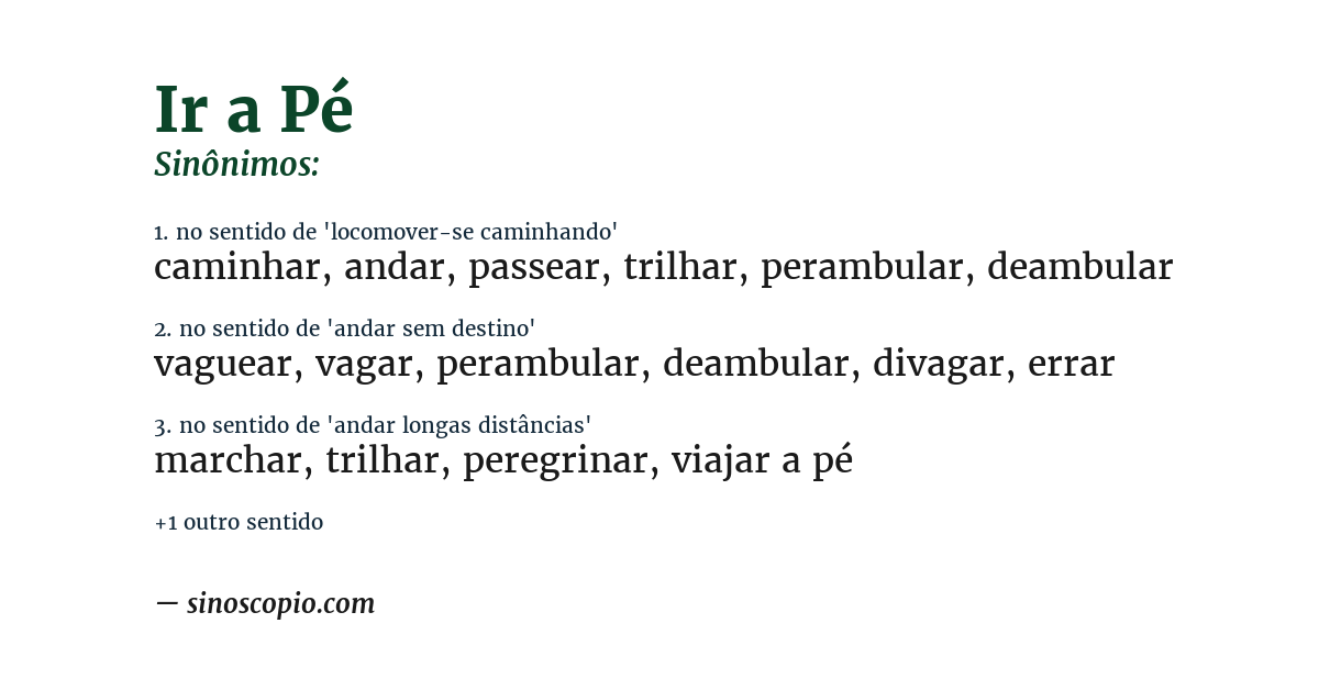 Sinônimo de ir a pé