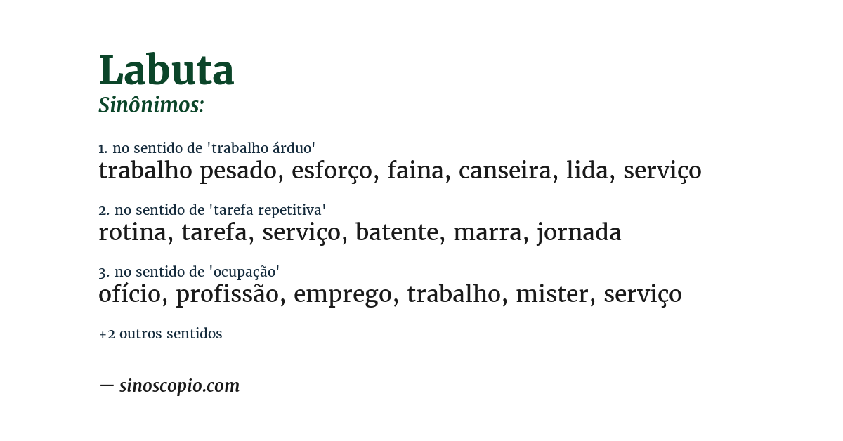Sinônimo de labuta