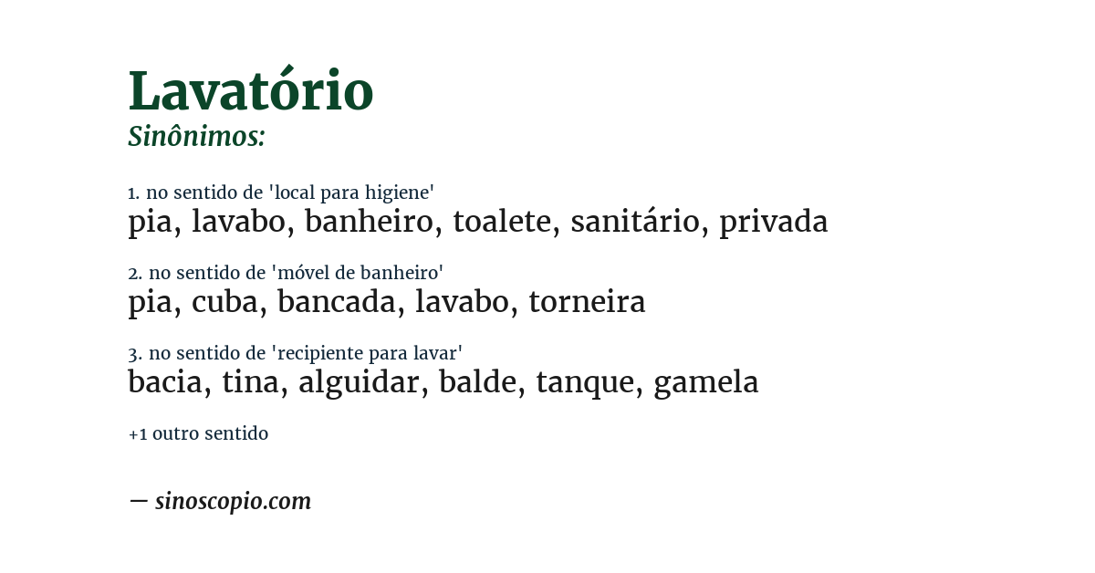 Sinônimo de lavatório