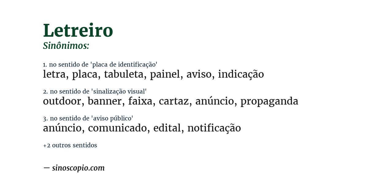 Sinônimo de letreiro