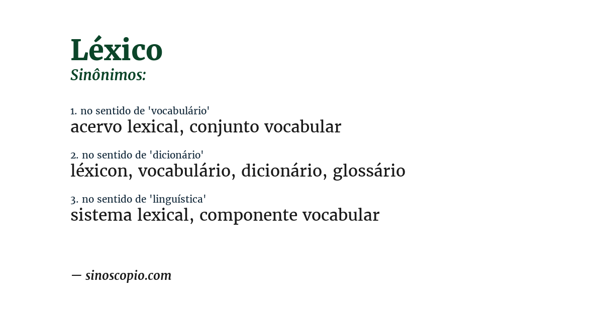 Sinônimo de léxico