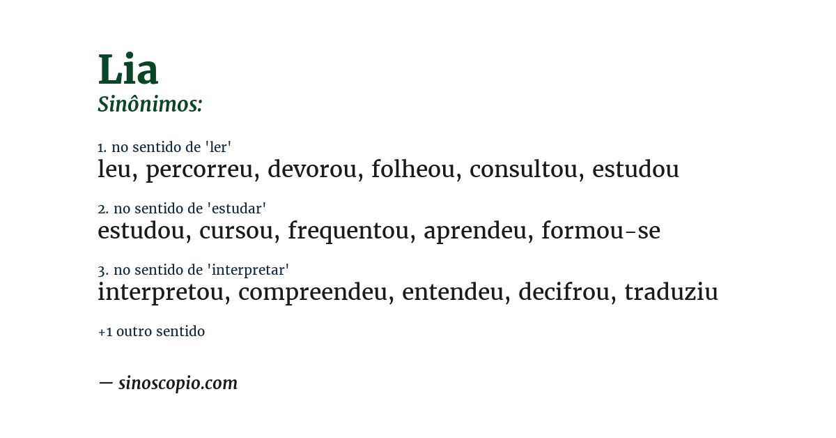 Sinônimo de lia